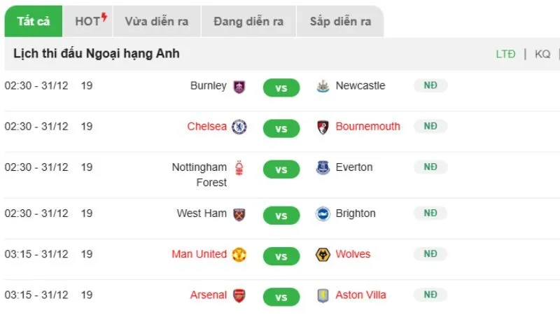 Lịch thi đấu chi tiết và trực quan, nắm bắt diễn biến dễ dàng